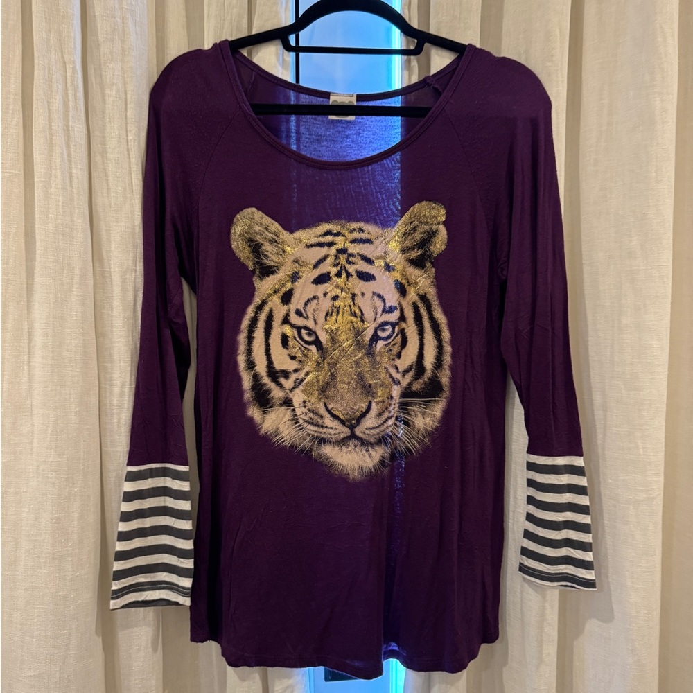 Purple Tiger Print Women's Top